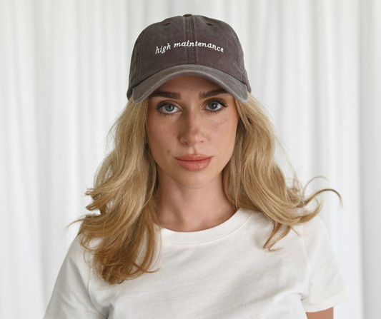 High Maintenance Dad Hat - Washed Brown / Gray 02